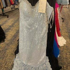 Elegant Light Blue Sequin Dress